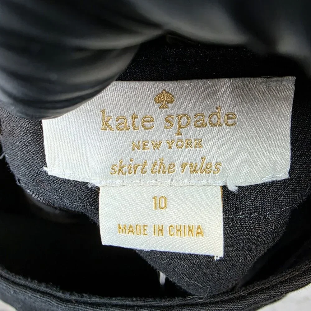 Kate Spade New York Skirt Girls 10 Black Skater Flare Short High Waist Stretch - Picture 3 of 8